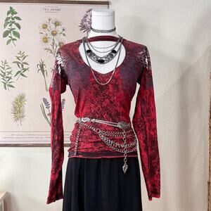 Y2k Affliction Distressed Top Grunge Punk Emo McBling Rockstar Girlfriend XS S